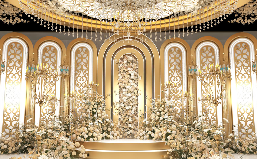 伊吾香槟色调婚礼堂效果展示